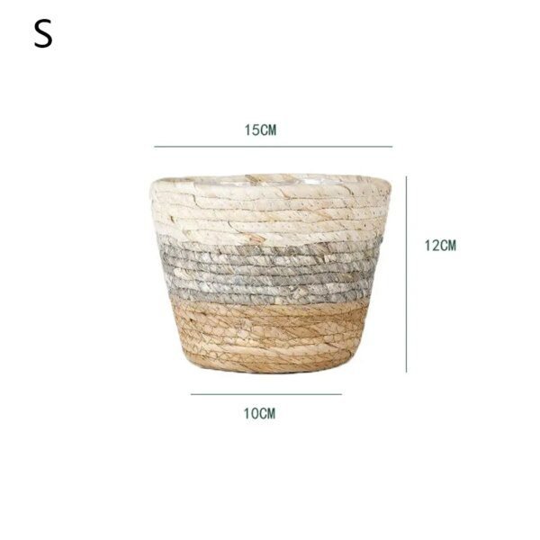 Panier de rangement tissé à la main, Pot de fleur pour maison jardin SM L