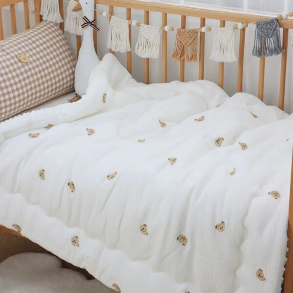 Couette Bébé Mousseline Épaisse – Broderie Ours