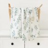 Couverture Bébé Mousseline Bambou & Coton – Motif Feuilles