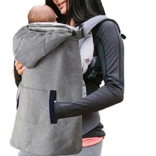 porte bébé Sac à dos gris pour bébé, écharpe enveloppante