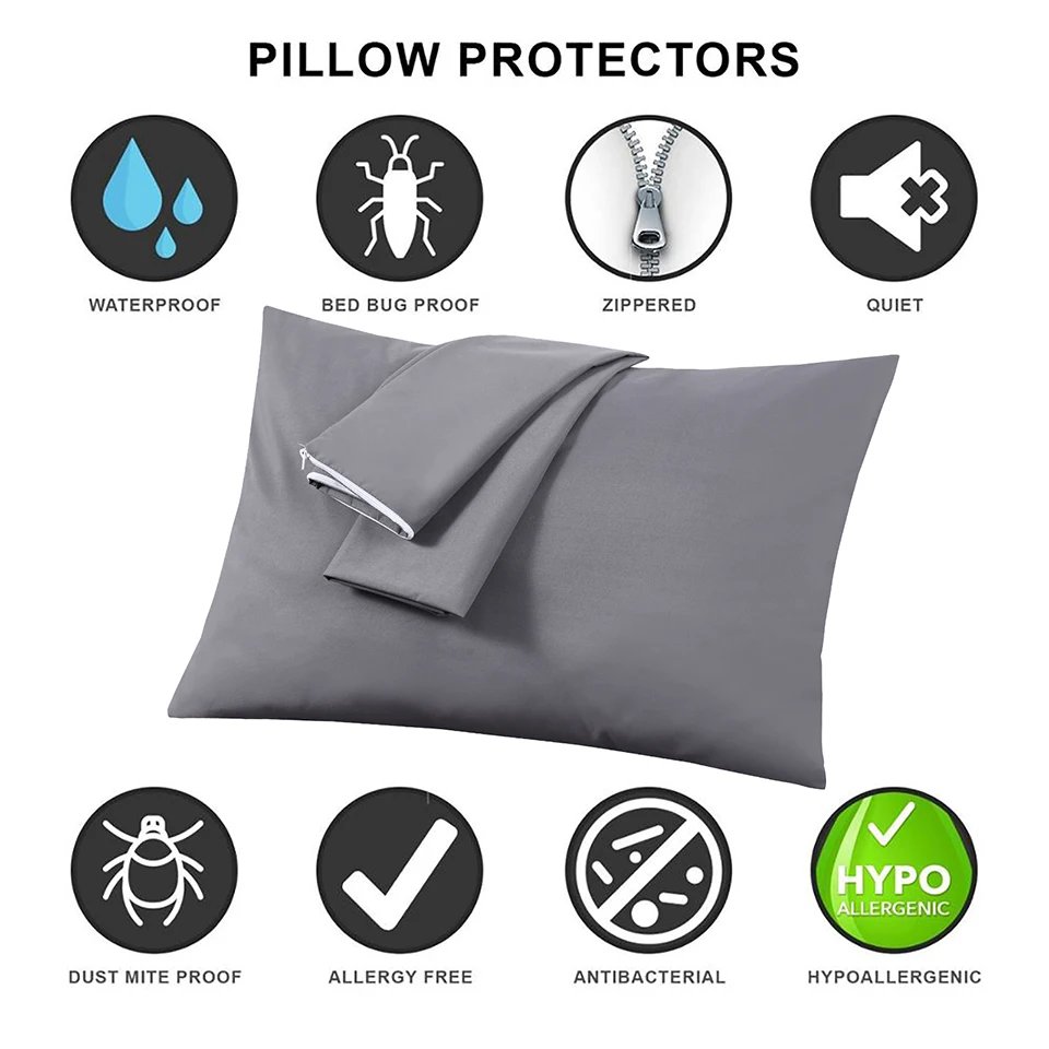 ️ Housse Anti-Punaise d’Oreiller Grise – 100 % Imperméable & Écologique – 1 pièce