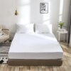 housse anti punaise de lit matelas imperméable avec élastique de couleur unie