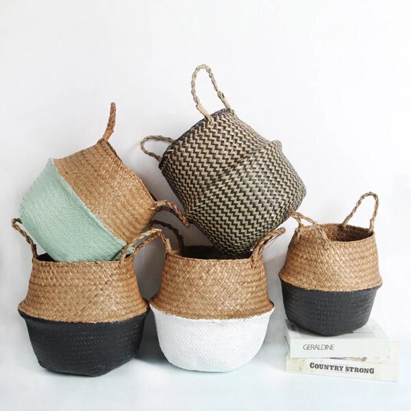 Paniers en tissu de fibres de plantes faits à la main 100%