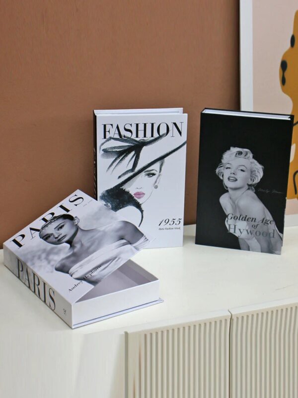 Faux livre deco nettoyage de luxe pour la décoration, boîte de rangement de livre de simulation de mode