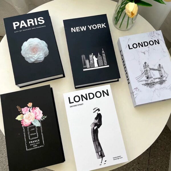 Faux livre deco Ensemble de faux nettoyage pour la décoration de la maison, ornements de table basse
