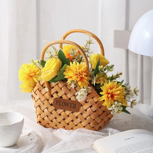 Panier de rangement Portable en bois tissé