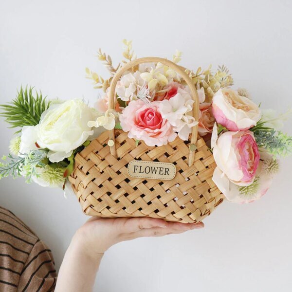 Panier de rangement Portable en bois tissé