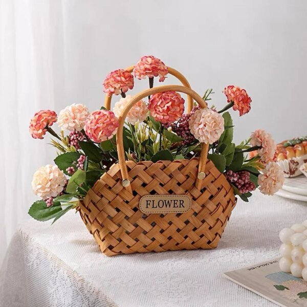 Panier de rangement Portable en bois tissé