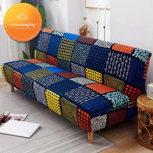 Housse de canape extensible pour canapé-lit pliant, sans accoudoir, pour salon