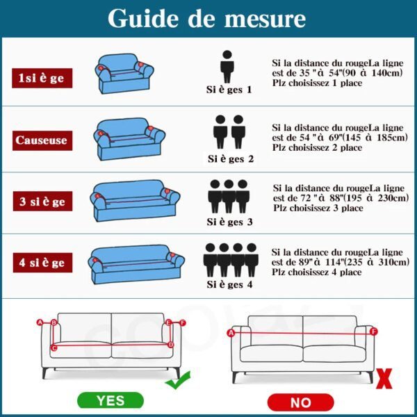 Housse de canape protection extensible pour canapé et fauteuil 1/2/3/4 places