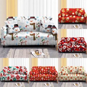 housse de canapé entièrement ronde, housses coordonnantes pour salon, fête de Noël