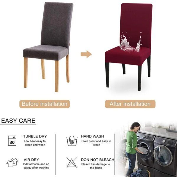 Imperméable Housse de Chaise Élastique pour Salle à Manger Cuisine Mariage Hôtel