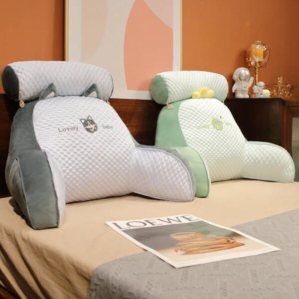 Coussin De Lecture de tête de lit en peluche râpé de glace, coussin de dessin animé, grand dossier
