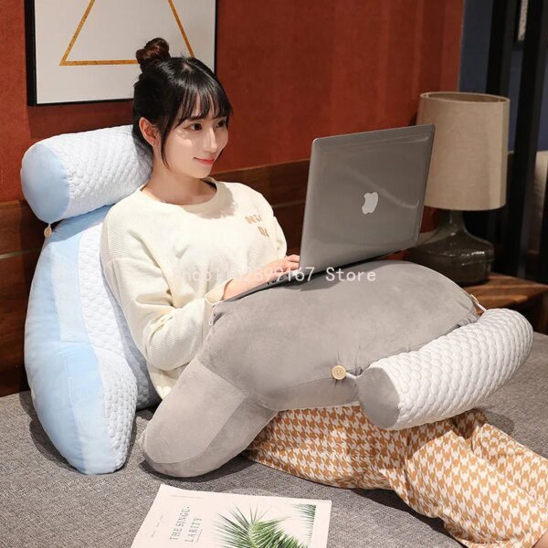 81179-27cafd.jpg Oreiller de lecture triangulaire doux pour canapé, coussin de chevet, grand dossier
