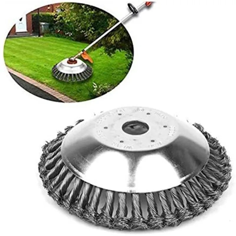 Tondeuse à Gazon avec Roue en Fil d'Acier, Brosse pour Mauvaises Herbe
