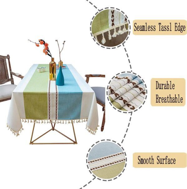 Nappe Rectangulaire en Lin de Coton Jacquard – Style Nordique