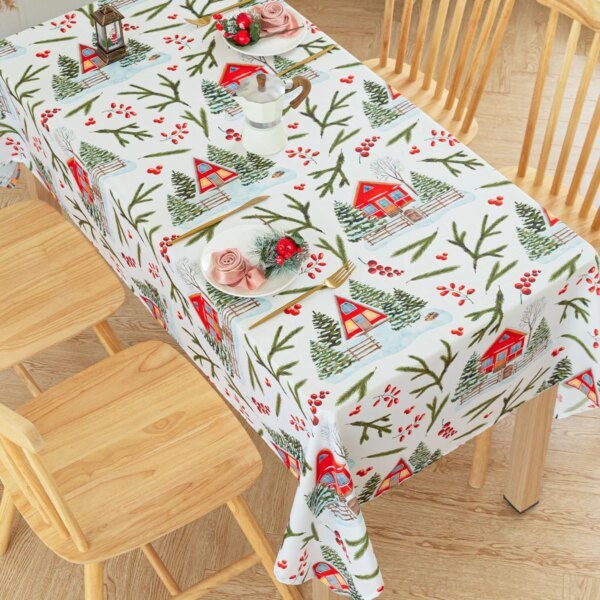 Nappe de Noël Imperméable – Motif Neige ❄️🎄