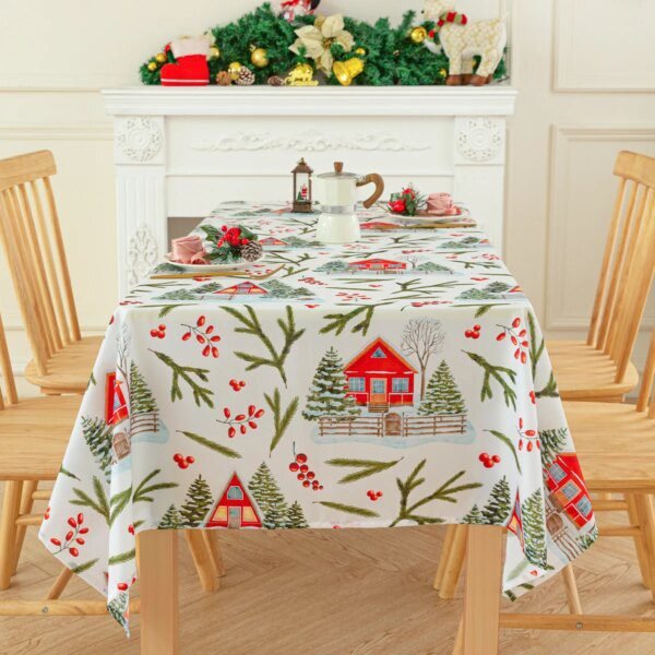 Nappe de Noël Imperméable – Motif Neige ❄️🎄