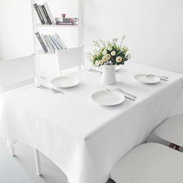 Nappe de Table en Polyester Épais – Blanche, Élégante