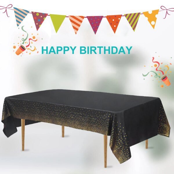 Nappe de Table Noire à Pois Or & Argent – Décoration Élégante